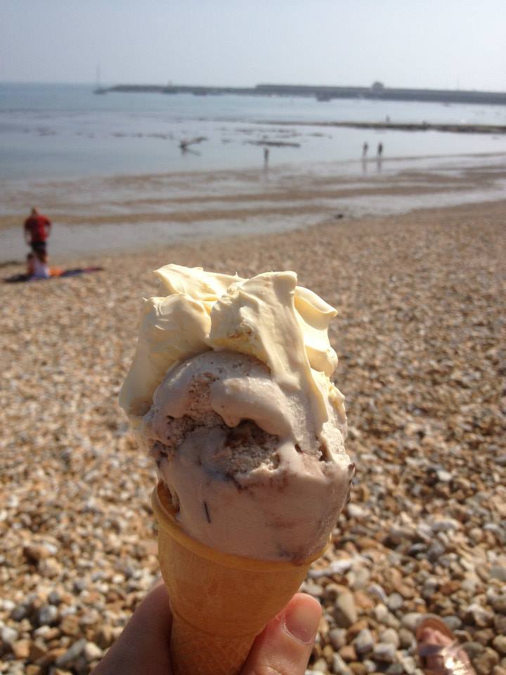 Ice Cream with Clotted Cream on the beach